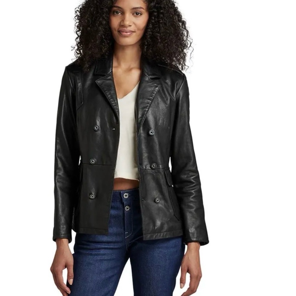 Double breasted Napa leather jacket Vintage size small
